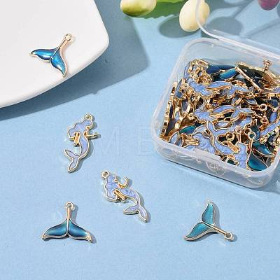 50Pcs 2 Style Alloy Enamel Pendants X1-ENAM-LS0001-10LG-1