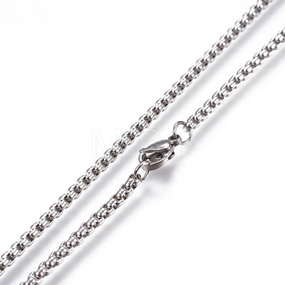 304 Stainless Steel Box Chain Necklaces X-NJEW-P244-01P-1