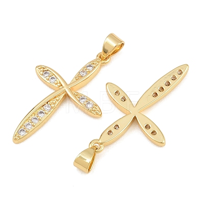 Brass Micro Pave Clear Cubic Zirconia Pendants CU-CBADC6C-01G-1