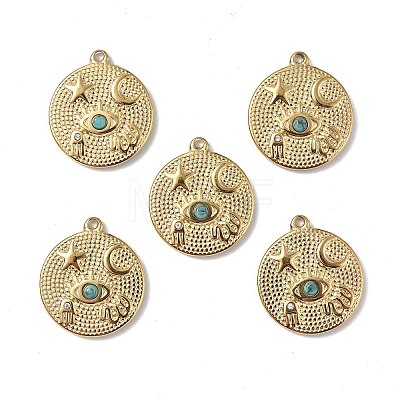 PVD Vacuum Plating 201 Stainless Steel Natural Turquoise Pendants STAS-C064-VC923-1