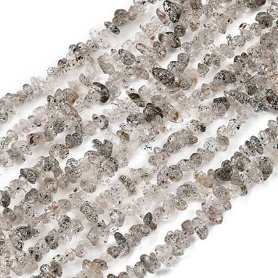 Natural Black Strawberry Quartz Chip Beads Strands G-B160-A03-1