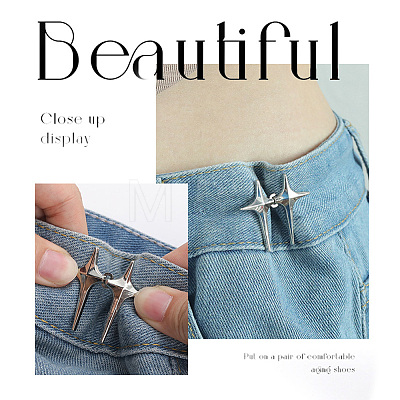 DELORIGIN 8Pcs 4 Style 4 Pointed Star & Bear Alloy Adjustable Jean Button Pins AJEW-DR0001-33-1
