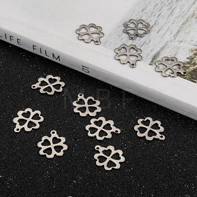 Tarnish Resistant 304 Stainless Steel Clover Charms Pendants X-STAS-M004-01-1