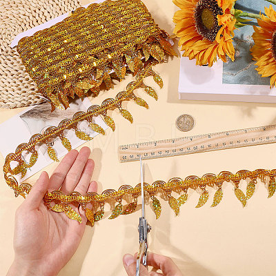 Polyester Metallic Thread Lace Tassel Ribbons OCOR-WH0108-42D-1
