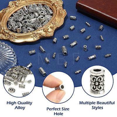 100Pcs 10 Styles Tibetan Style Alloy Beads FIND-YW0012-31-1