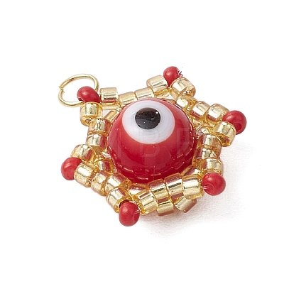 Beaded Star Eye Charms PALLOY-MZ00575-02-1