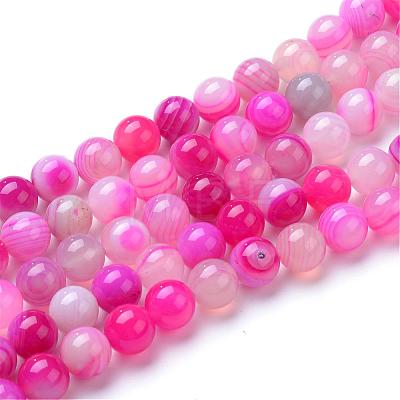 Natural Striped Agate/Banded Agate Bead Strands G-R412-21-8mm-1