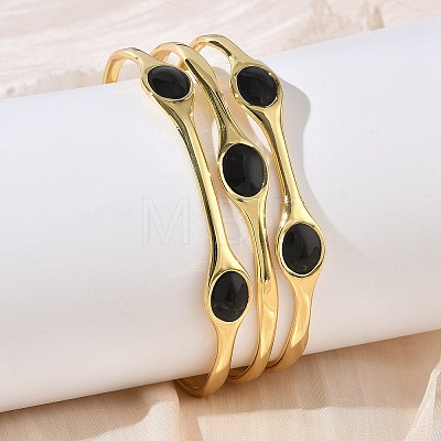 Brass Enamel Multi-strand Cuff Bangles for Women BJEW-A173-01G-01-1