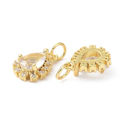 Brass Cubic Zirconia Charms ZIRC-C022-10G-1