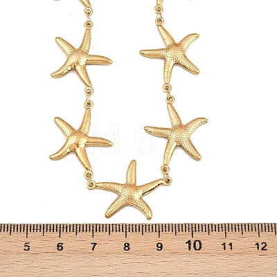 304 Stainless Steel Starfish Link Chain Necklaces for Women NJEW-G179-01G-1