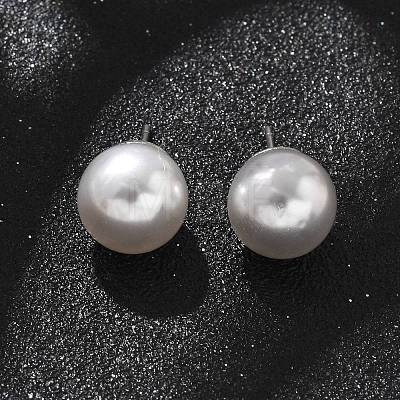 Brass ABS Imitation Pearl Stud Earrings EJEW-B132-01C-P-1