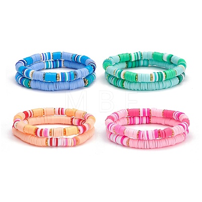 Handmade Polymer Clay Heishi Beads Stretch Bracelets Set BJEW-JB07258-1
