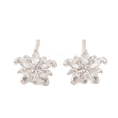 Brass Micro Pave Clear Cubic Zirconia Stud Earrings for Women EJEW-U015-09P-1