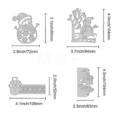 GLOBLELAND 4Pcs 4 Styles Carbon Steel Cutting Dies Stencils DIY-DM0002-08-1