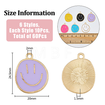 SUPERFINDINGS 60Pcs 6 Colors Alloy Enamel Pendants ENAM-FH0001-71-1