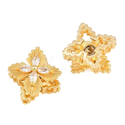 Brass Micro Pave Clear Cubic Zirconia Beads CU-CBA7392-05G-1