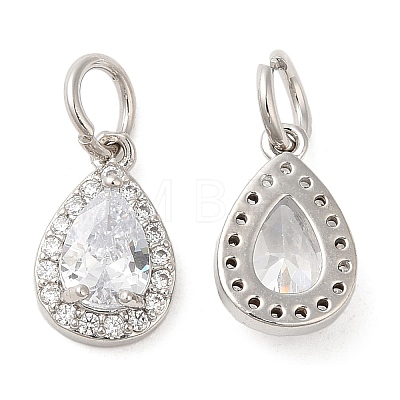 Rack Plating Brass Micro Pave Clear Cubic Zirconia Charms KK-Z026-10P-1