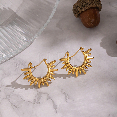 Vintage European Style Sun 304 Stainless Steel Hoop Earrings LS-KG5327-1-1