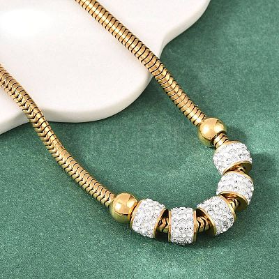 Polymer Clay Rhinestone Beaded Bracelets SA-D001-06G-1