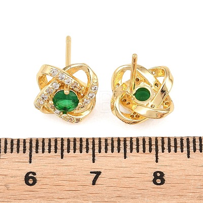 Brass Micro Pave Cubic Zirconia Stud Earrings for Women KK-A305-10G-02-1