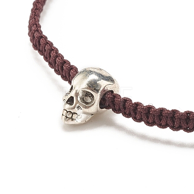 Skull Alloy Braided Bead Bracelet BJEW-JB07844-1
