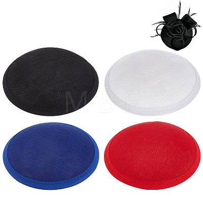 BENECREAT 4Pcs 4 Colors Imitation Hemp Round Fascinator Hat Base for Millinery AJEW-BC0007-36-1