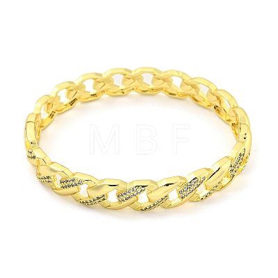 Twisted Brass Micro Pave Clear Cubic Zirconia Hinged Bangles for Women BJEW-Z062-05D-1