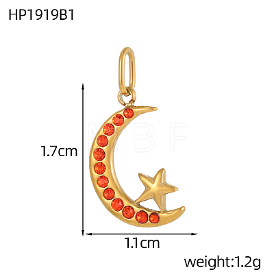 304 Stainless Steel Cubic Zirconia Pendants STAS-OY009-44G-1