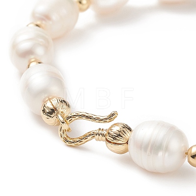 Natural Keshi Pearl Beaded Bracelet with Brass Clasp for Women BJEW-JB08867-02-1