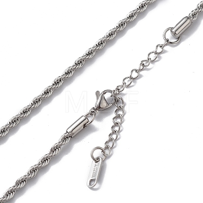 304 Stainless Steel Rope Chain Necklace for Men Women NJEW-K245-023D-1
