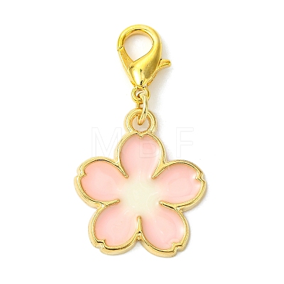 10Pcs 5 Styles Flower Alloy Enamel Pendant Decorations HJEW-JM02750-1