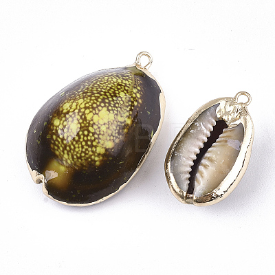 Spray Paint & Electroplate Cowrie Shell Pendants SSHEL-S262-01F-1