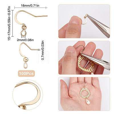 100Pcs 304 Stainless Steel French Earring Hooks STAS-SC0004-63G-1
