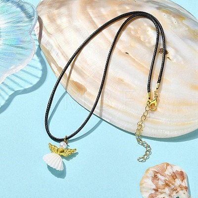 Natural Shell Fairy Pendant Necklace NJEW-JN04612-1