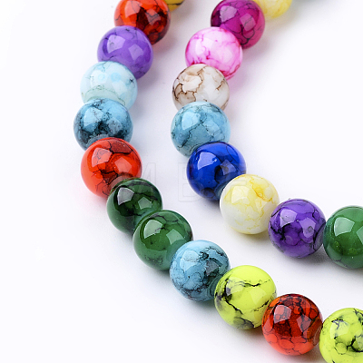 Spray Painted Glass Beads Strands DGLA-MSMC001-14-1
