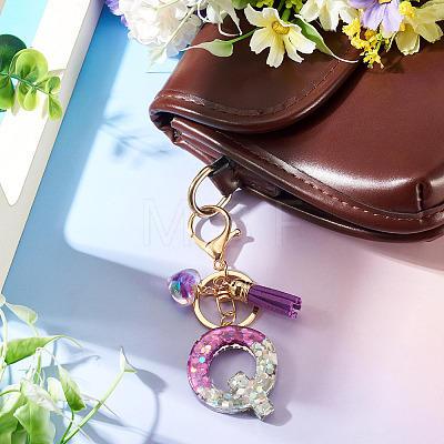 Alloy Resin Heart Keychains KEYC-TADJ0002-01G-Q-1