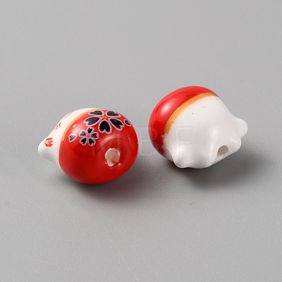 Handmade Porcelain Beads PORC-WH0006-02G-1
