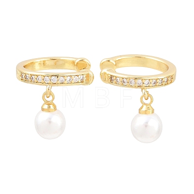 Round Brass Micro Pave Clear Cubic Zirconia Cuff Earrings EJEW-Z164-02G-1