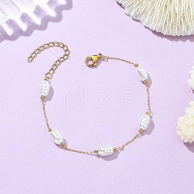 Oval ABS Plastic Pearl Beads Link Bracelets BJEW-JB14041-02-1