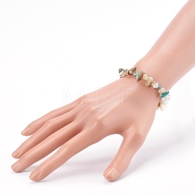 Chips Natural Blue Opal Beaded Stretch Bracelets BJEW-JB05990-1