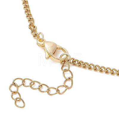 Electroplate Glass Faceted Rondelle Beaded Alloy Pendant 304 Stainless Steel Curb Chain Necklaces for Women NJEW-JN05764-04-1
