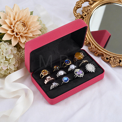 Rectangle PU Leather Ring Organizer Boxes CON-WH0089-240B-1