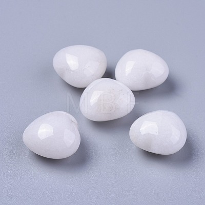 Natural White Jade Heart Love Stone G-F659-B12-1