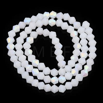 Imitation Jade Bicone Frosted Glass Bead Strands GLAA-F029-JM4mm-A06-1