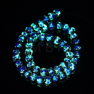Glow in the Dark Luminous Style Handmade Silver Foil Glass Round Beads LS-FOIL-I006-8mm-02-1