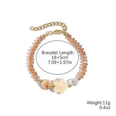 Flower & Shell Shape Glass & Porcelain Beaded Bracelets for Women FS-WG8B806-17-1