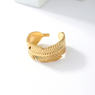 Stylish Leaf Stainless Steel Ethnic Cuff Rings UG5209-1