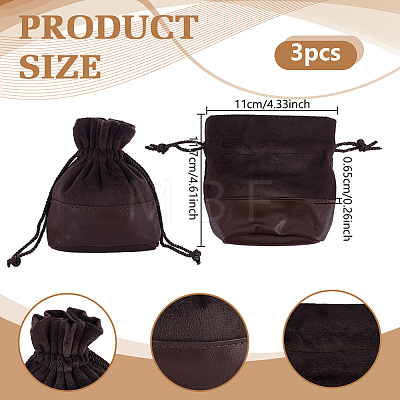 3Pcs Velvet & PU Leather Storage Bags TP-NB0001-89C-1