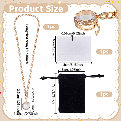 1Pc Brass Glass Flat Round Locket Pendant Rolo Chain Necklaces for Women NJEW-NB0001-48-1