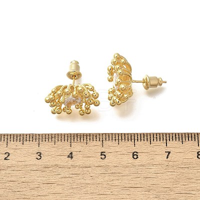 Brass Micro Pave Clear Cubic Zirconia Stud Earrings EJEW-A121-06G-1